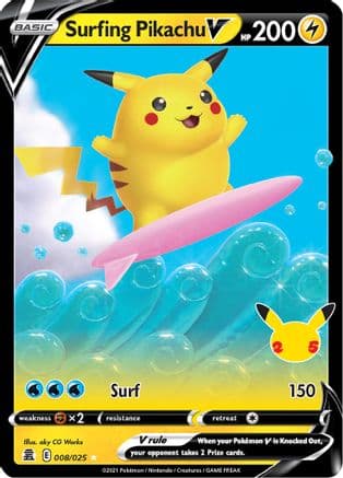 Surfing Pikachu V (8/025) - Celebrations Holofoil